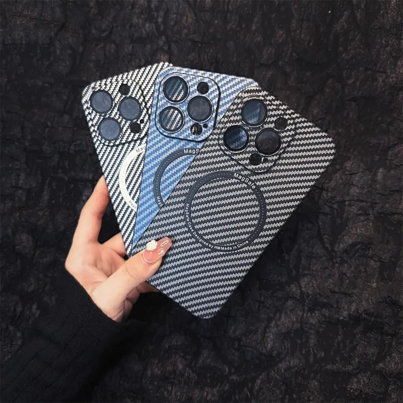 Carbon Fiber Pattern Magnetic Shell High-end Texture Fashion Street Popular Suitable for Apple Protective Case Creative for IPhone16 15 14 13 12 11 Plus Pro Max Mobile Phone Case